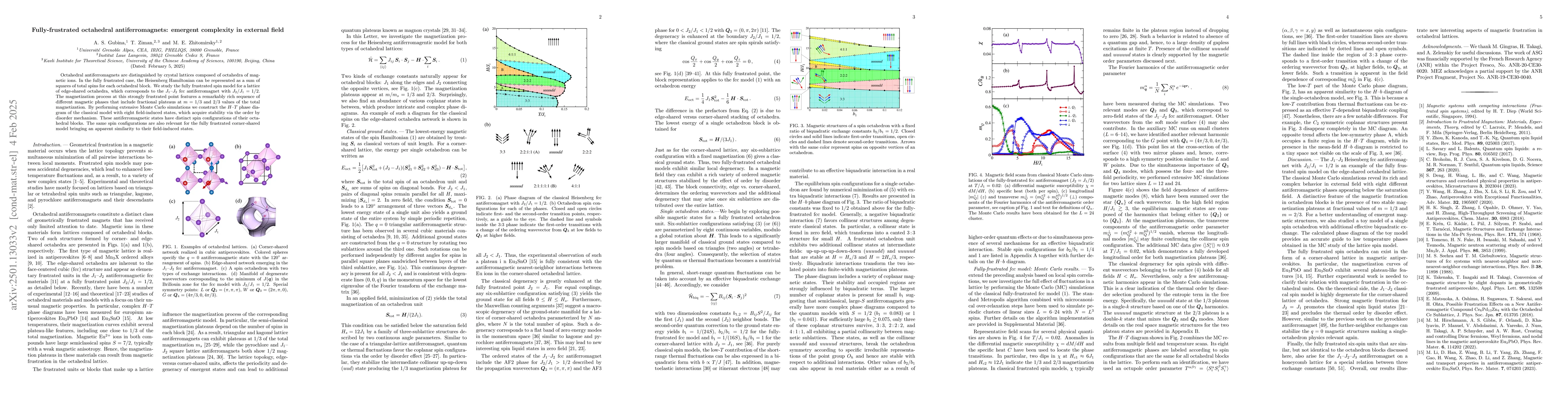 Thumbnail for Fully-frustrated octahedral antiferromagnet: emergent complexity in
  external field