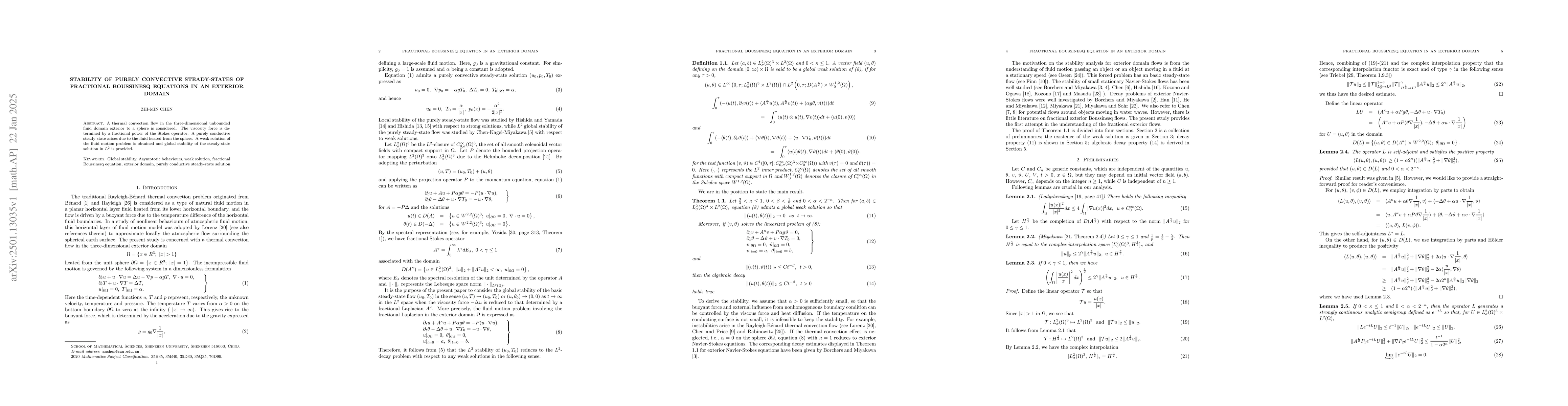 Thumbnail for Stability of purely convective steady-states of fractional Boussinesq
  equations in an exterior domain