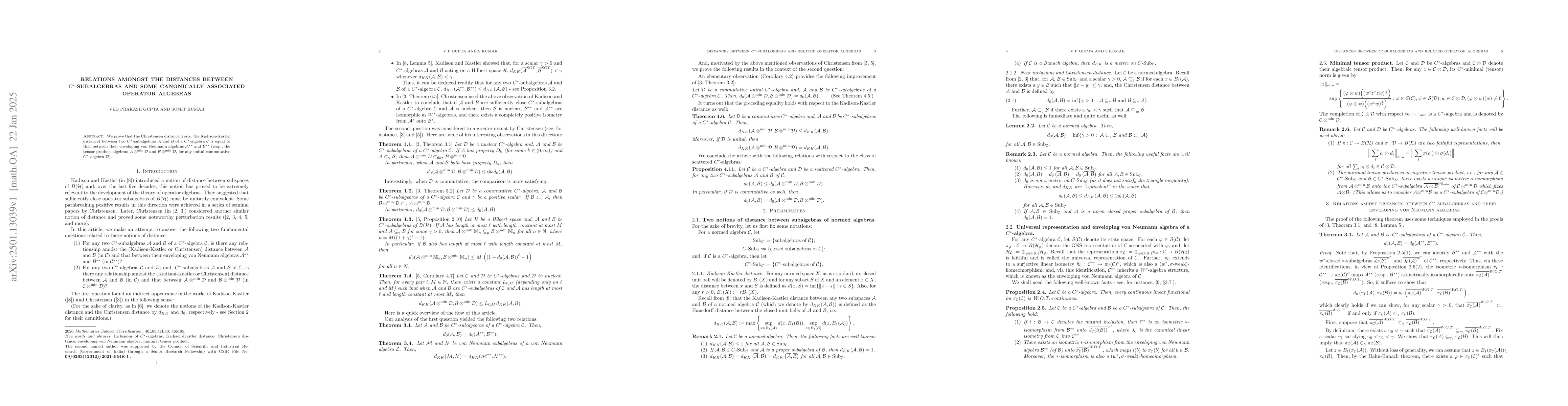 Thumbnail for Relations amongst the distances between $C^{*}$-subalgebras and some
  canonically associated operator algebras