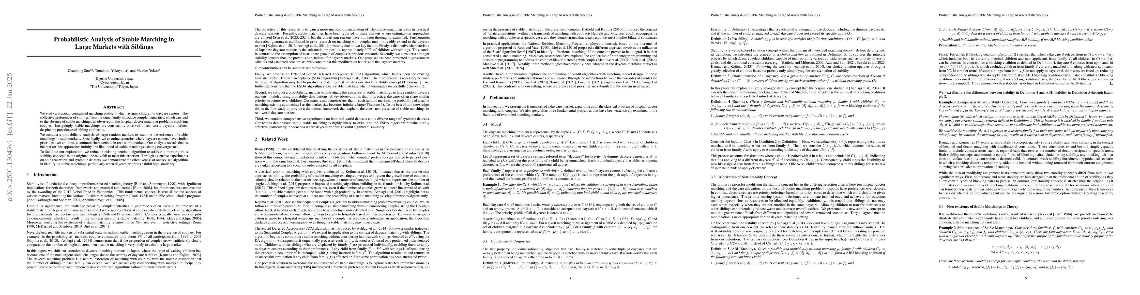 Thumbnail for Probabilistic Analysis of Stable Matching in Large Markets with Siblings