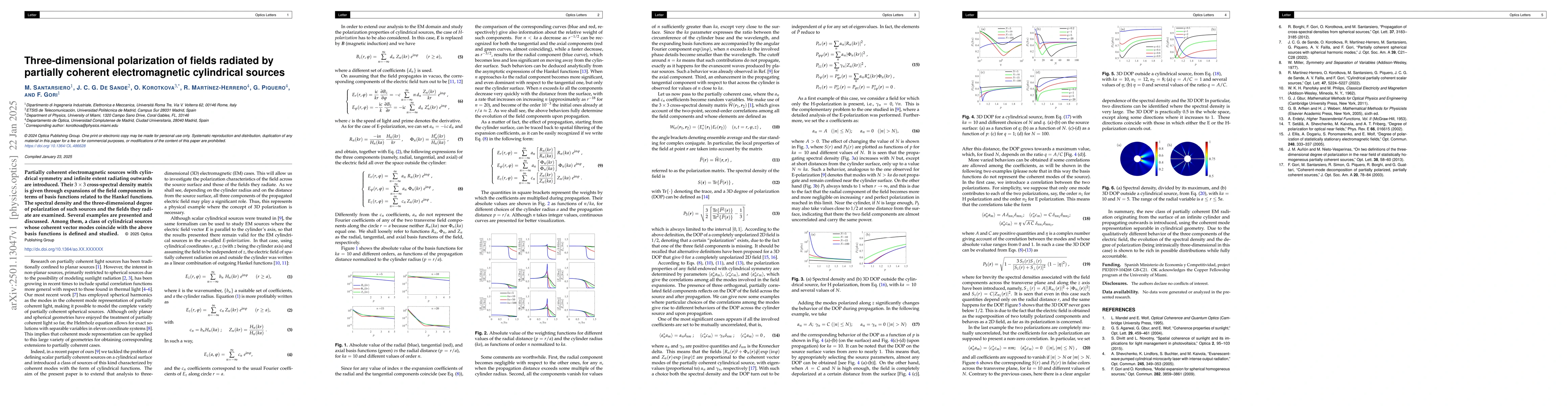 Thumbnail for Three-dimensional polarization of fields radiated by partially coherent
  electromagnetic cylindrical sources