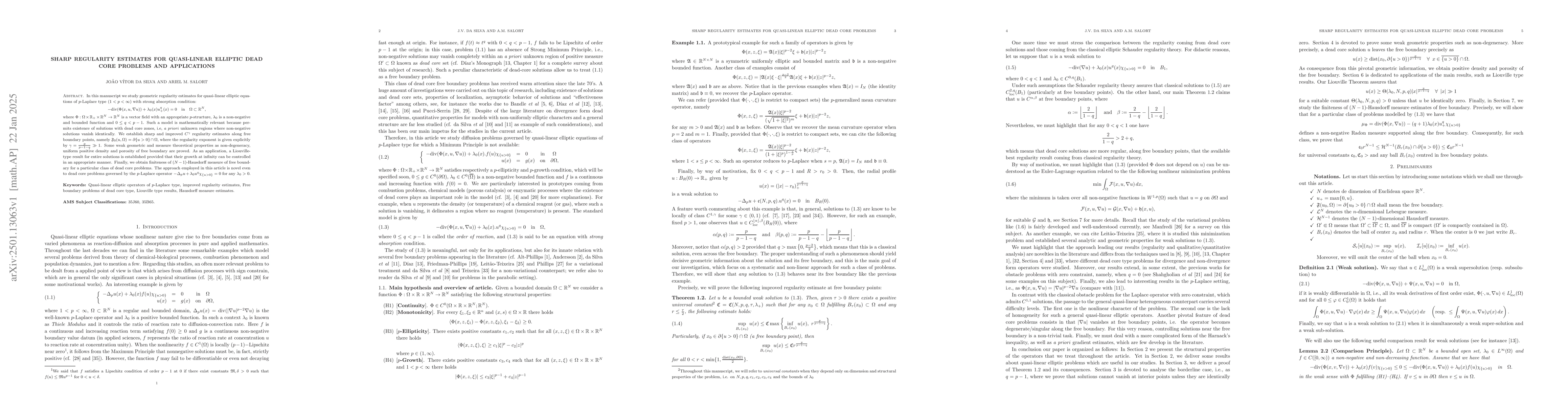 Thumbnail for Sharp regularity estimates for quasi-linear elliptic dead core problems
  and applications