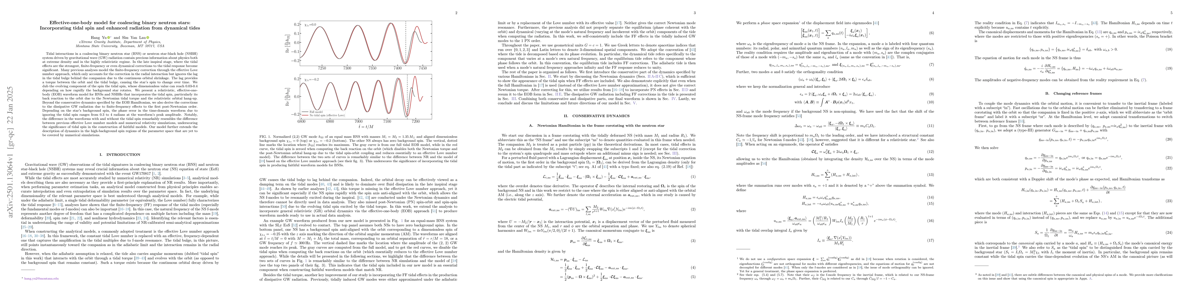 Thumbnail for Effective-one-body model for coalescing binary neutron stars:
  Incorporating tidal spin and enhanced radiation from dynamical tides