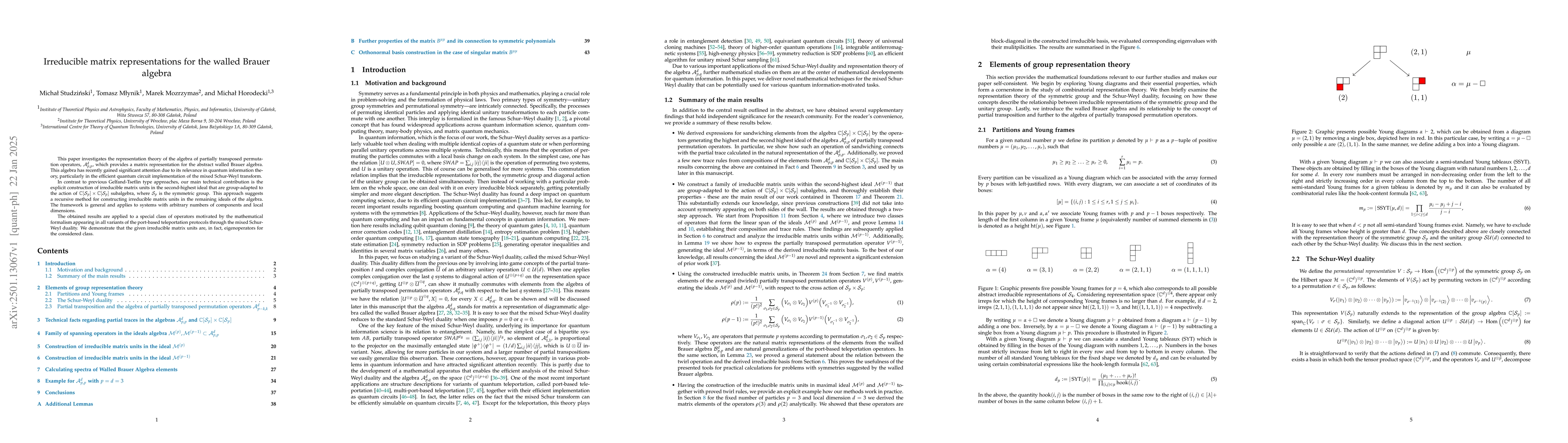 Thumbnail for Irreducible matrix representations for the walled Brauer algebra