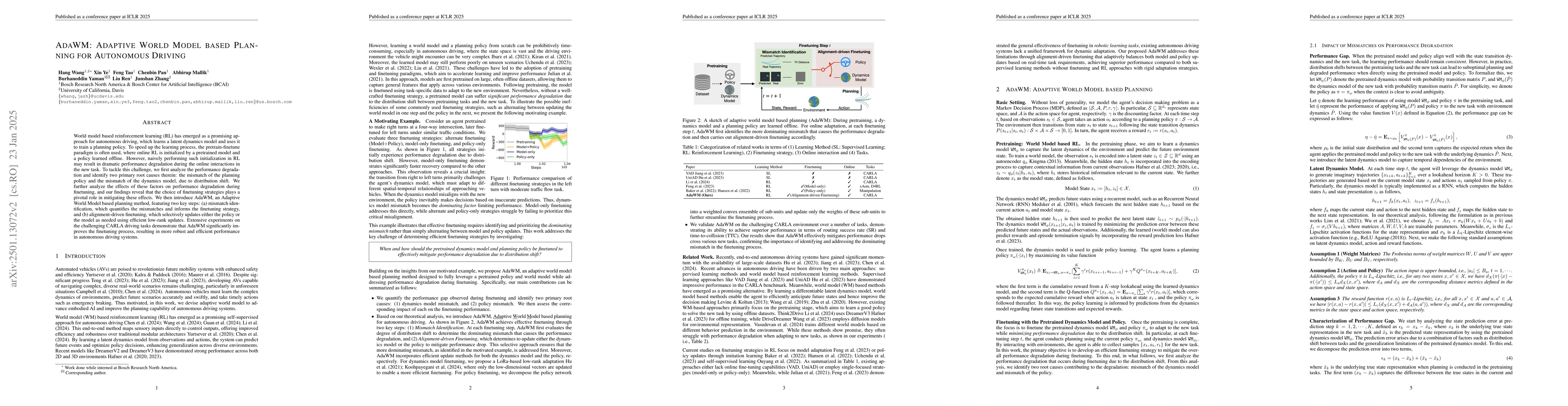 Thumbnail for AdaWM: Adaptive World Model based Planning for Autonomous Driving