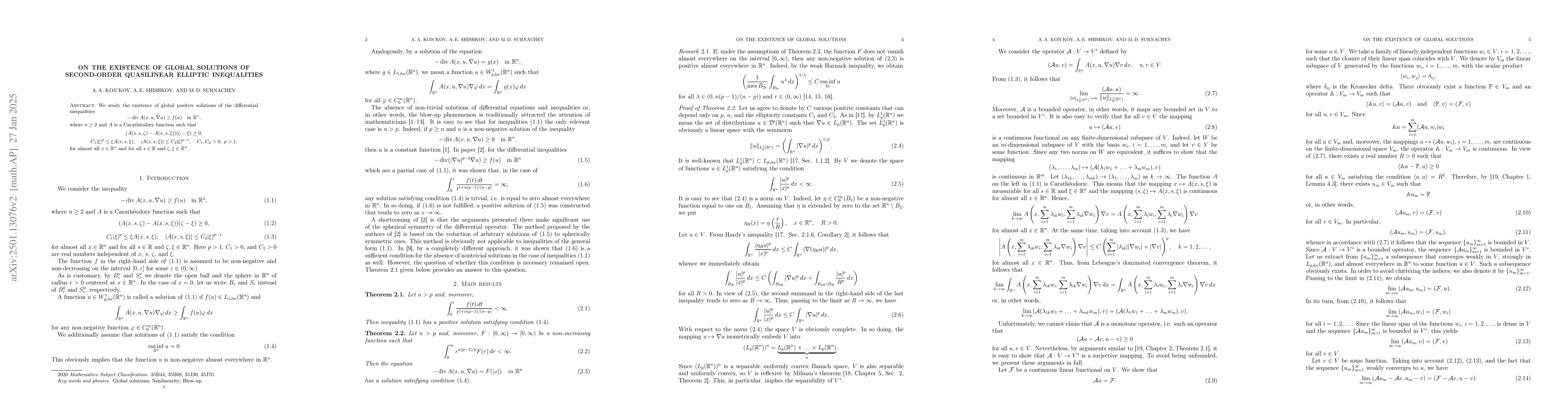 Thumbnail for On the existence of global solutions of second-order quasilinear
  elliptic inequalities