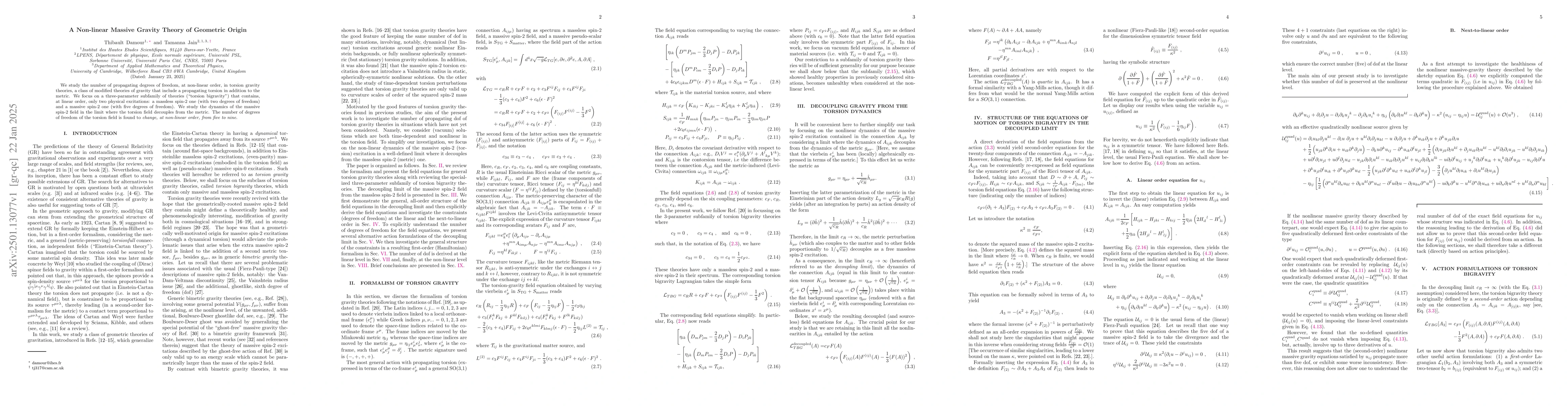Thumbnail for A Non-linear Massive Gravity Theory of Geometric Origin
