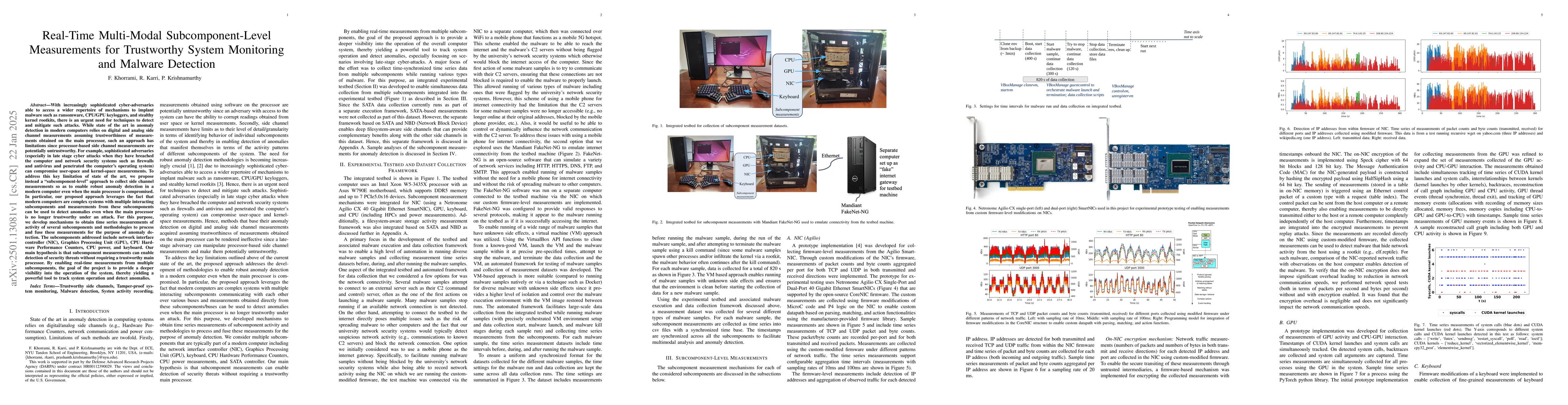 Thumbnail for Real-Time Multi-Modal Subcomponent-Level Measurements for Trustworthy
  System Monitoring and Malware Detection