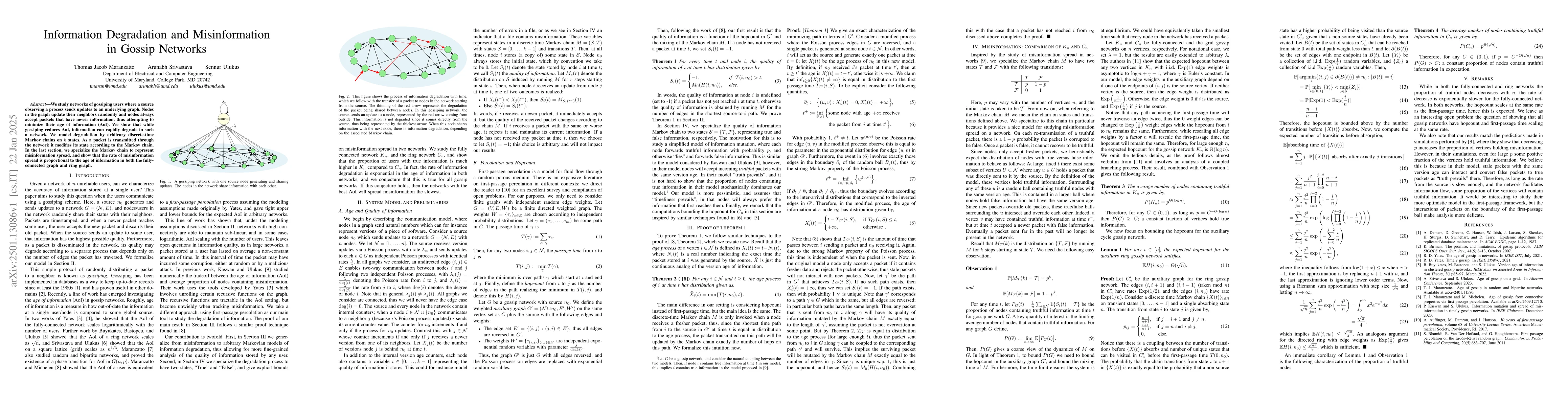 Thumbnail for Information Degradation and Misinformation in Gossip Networks