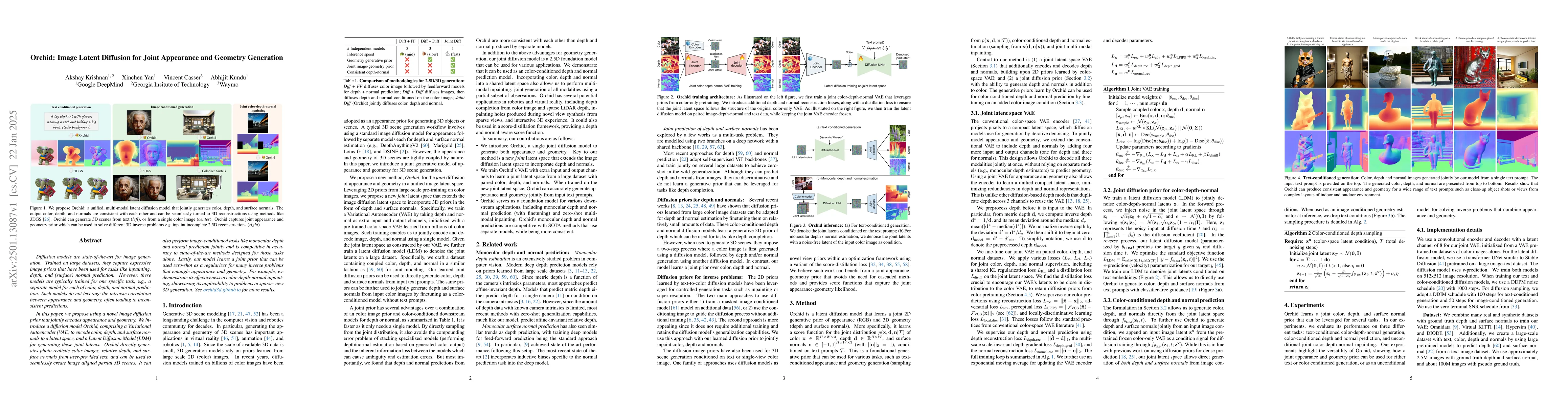 Thumbnail for Orchid: Image Latent Diffusion for Joint Appearance and Geometry
  Generation