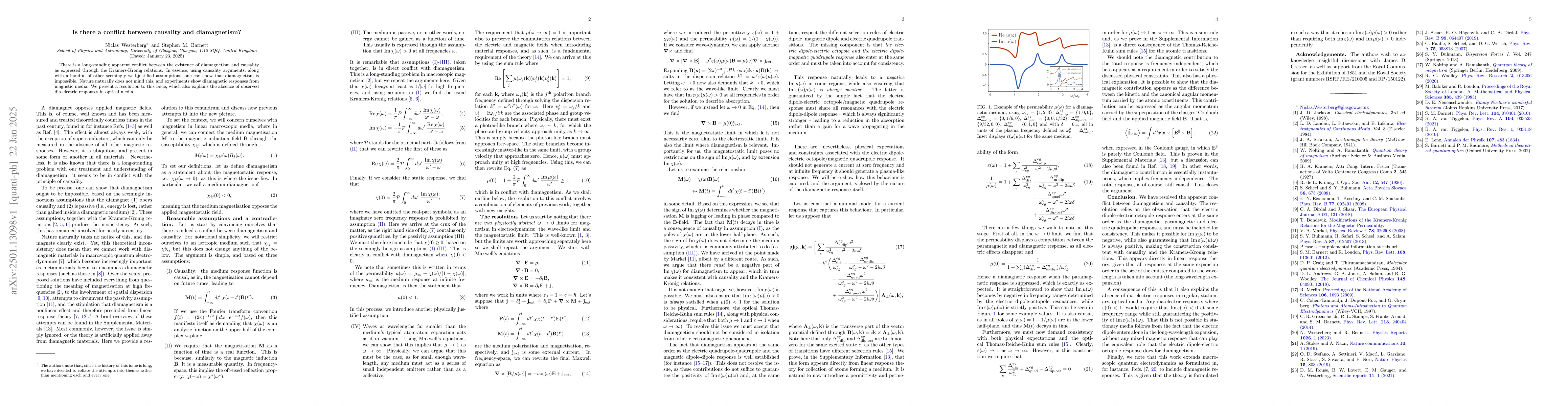 Thumbnail for Is there a conflict between causality and diamagnetism?