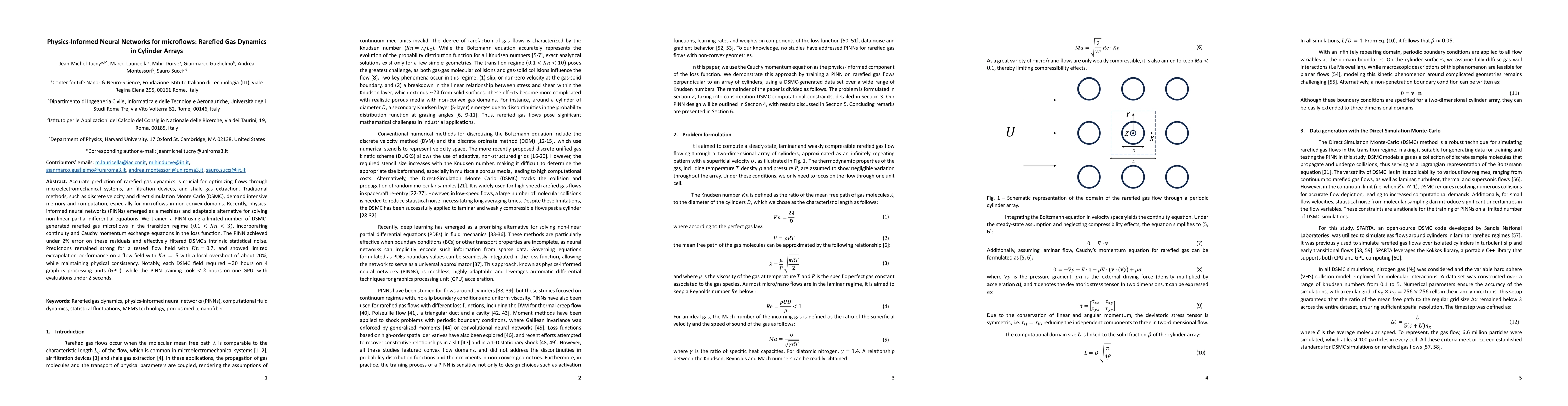 Thumbnail for Physics-Informed Neural Networks for microflows: Rarefied Gas Dynamics
  in Cylinder Arrays