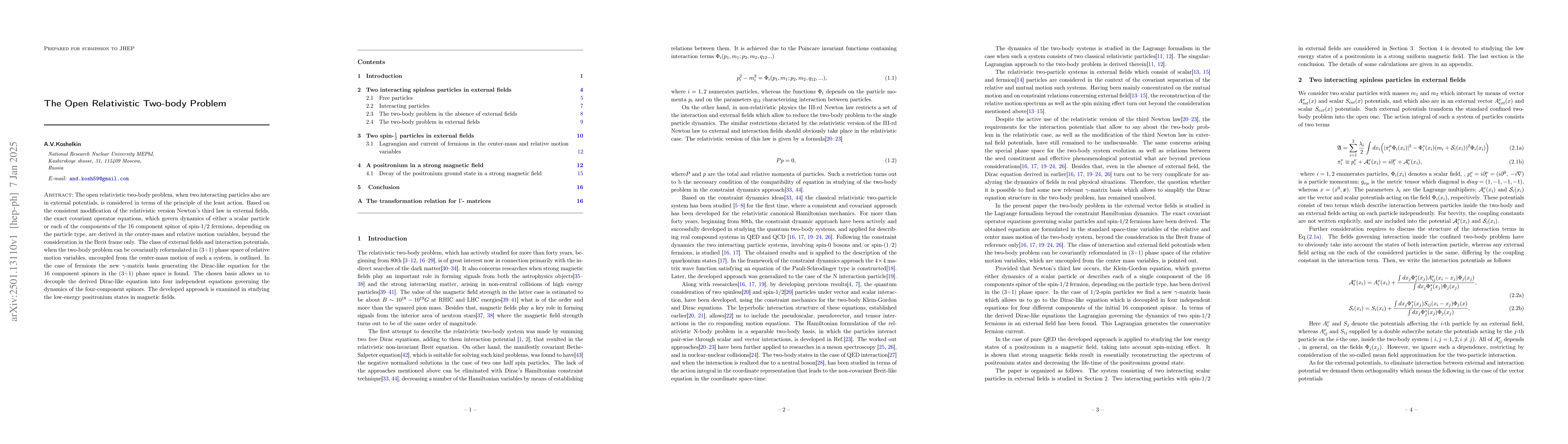 Thumbnail for The Open Relativistic Two-body Problem