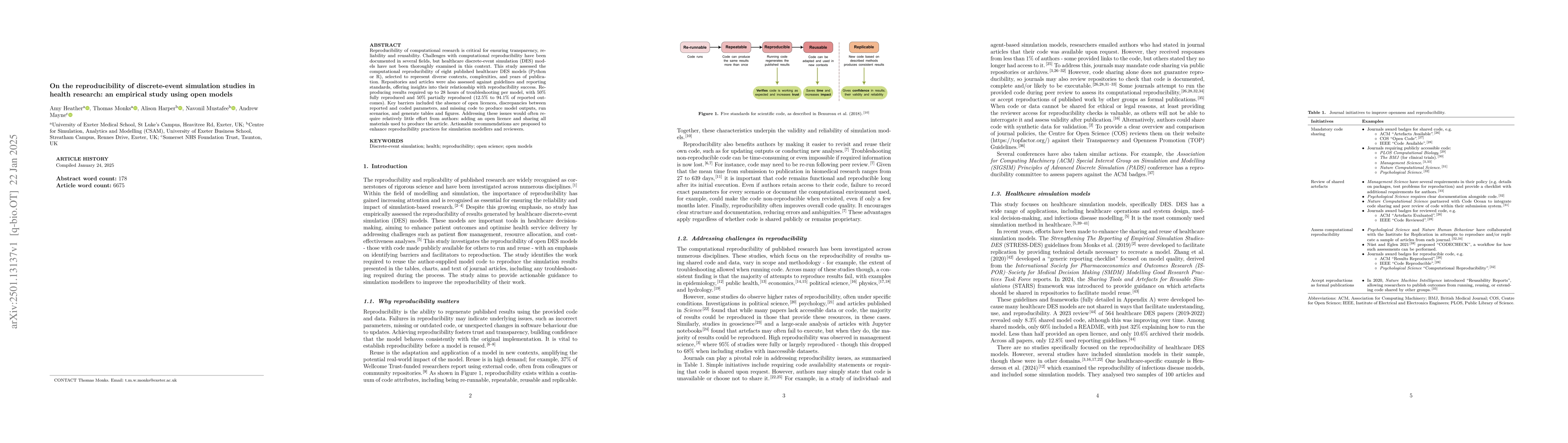 Thumbnail for On the reproducibility of discrete-event simulation studies in health
  research: an empirical study using open models