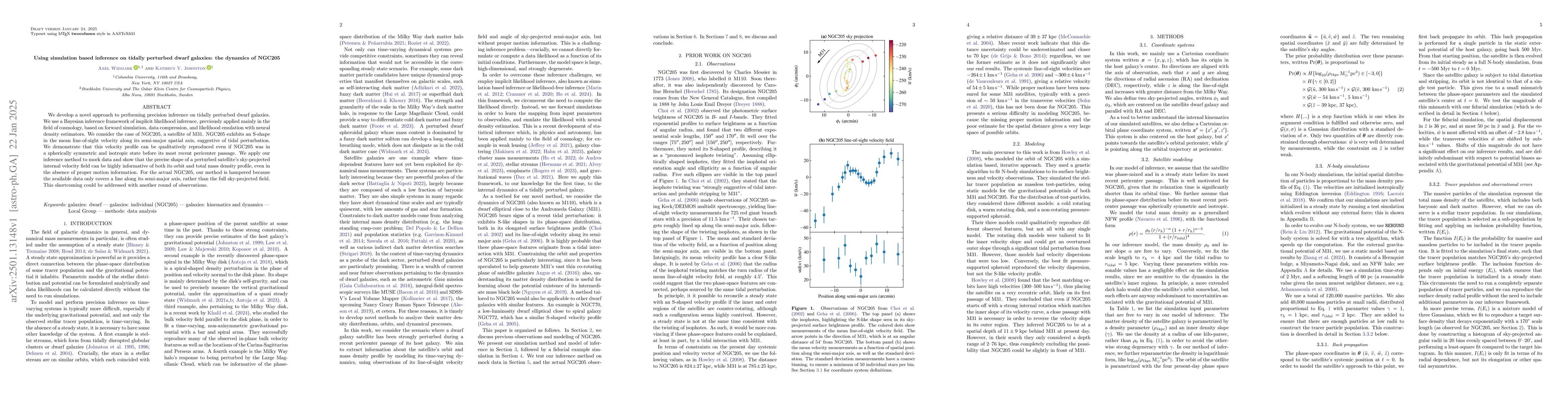 Thumbnail for Using simulation based inference on tidally perturbed dwarf galaxies:
  the dynamics of NGC205