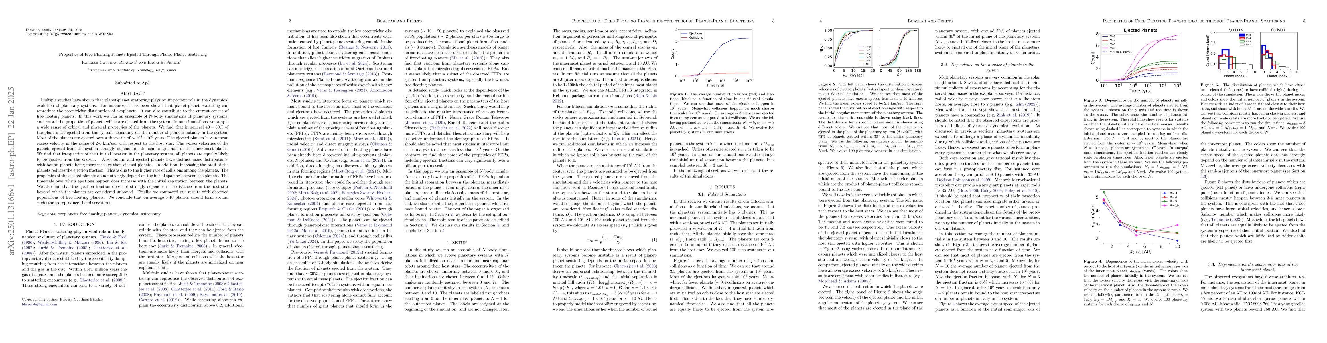 Thumbnail for Properties of Free Floating Planets Ejected through Planet-Planet
  Scattering