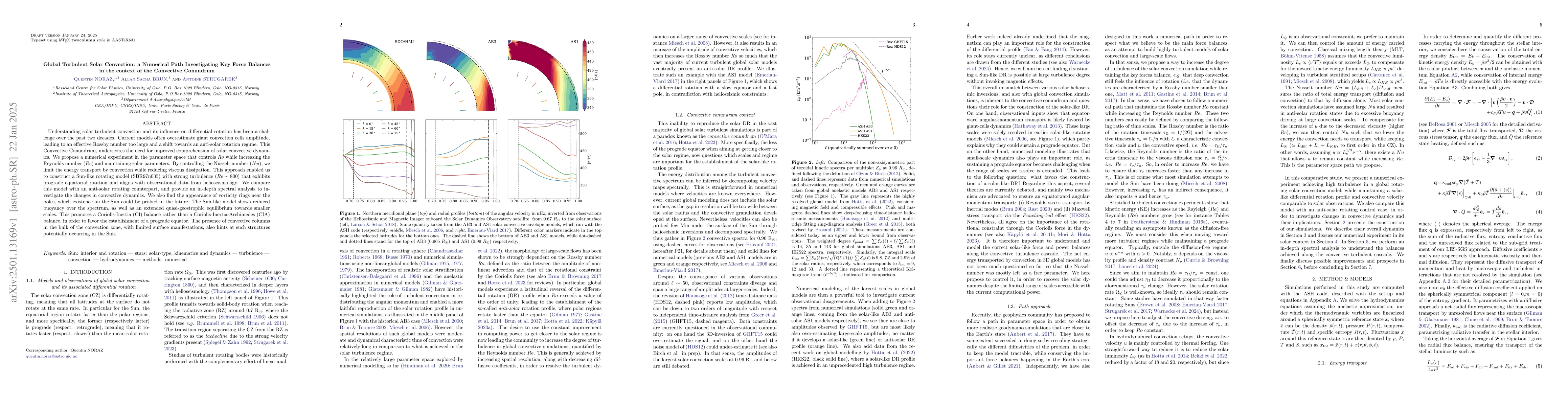 Thumbnail for Global Turbulent Solar Convection: a Numerical Path Investigating Key
  Force Balances in the context of the Convective Conundrum