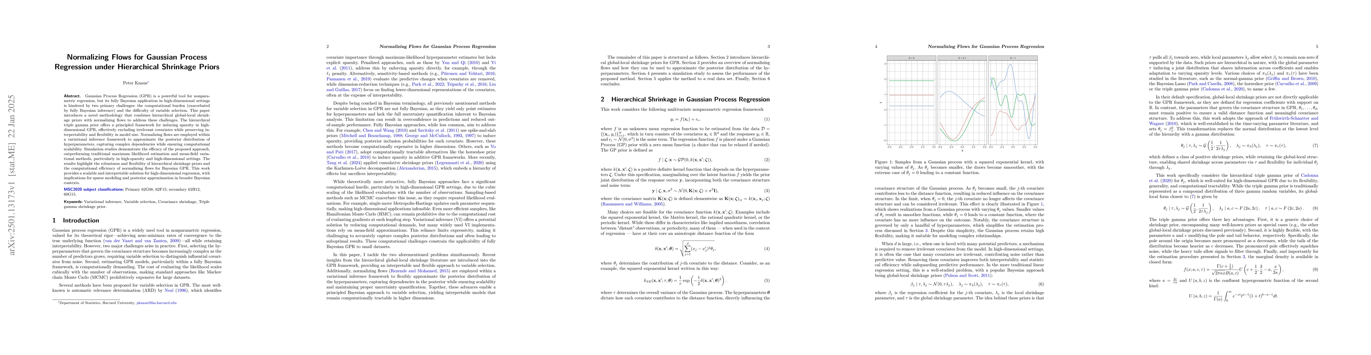 Thumbnail for Normalizing Flows for Gaussian Process Regression under Hierarchical
  Shrinkage Priors