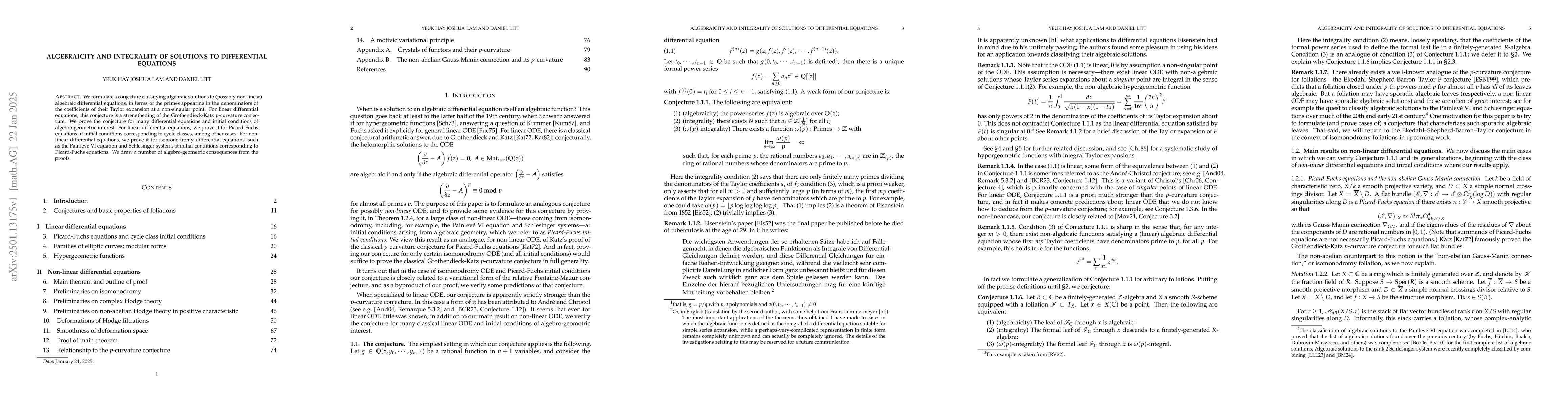Thumbnail for Algebraicity and integrality of solutions to differential equations