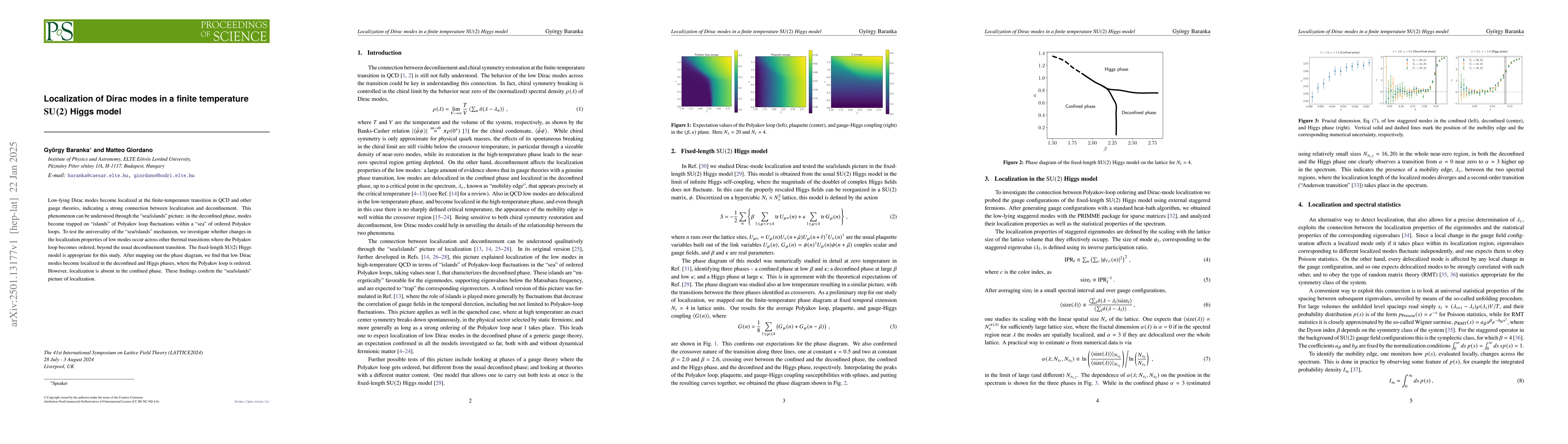 Thumbnail for Localization of Dirac modes in a finite temperature SU(2) Higgs model