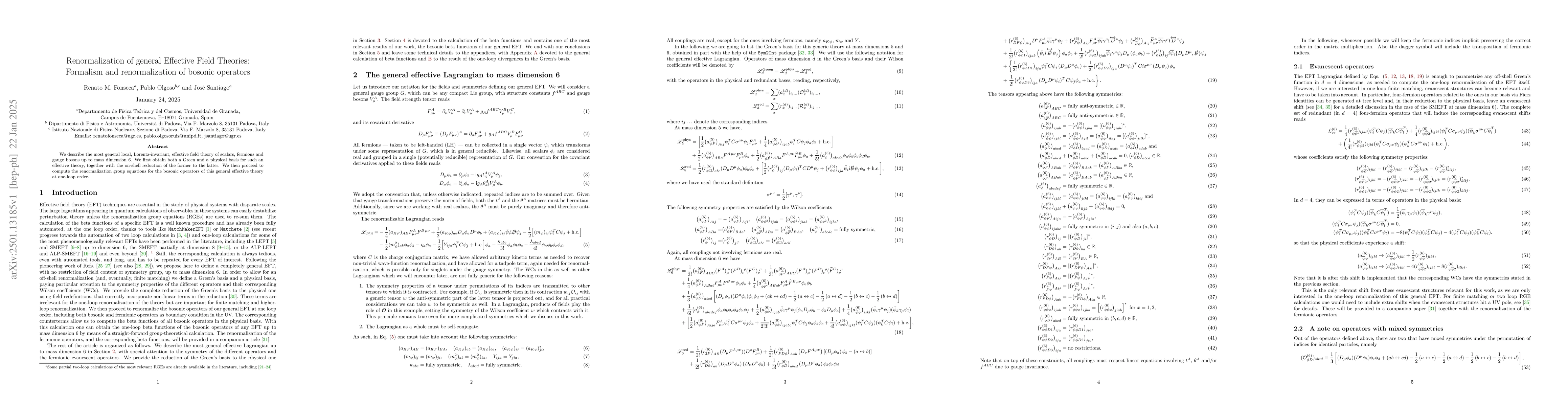 Thumbnail for Renormalization of general Effective Field Theories: Formalism and
  renormalization of bosonic operators