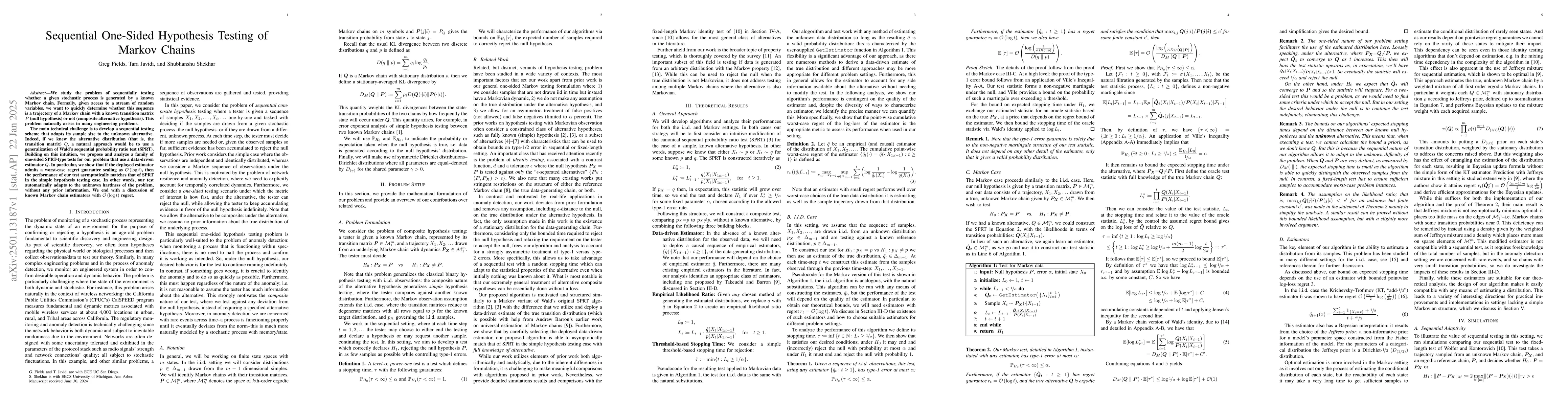 Thumbnail for Sequential One-Sided Hypothesis Testing of Markov Chains