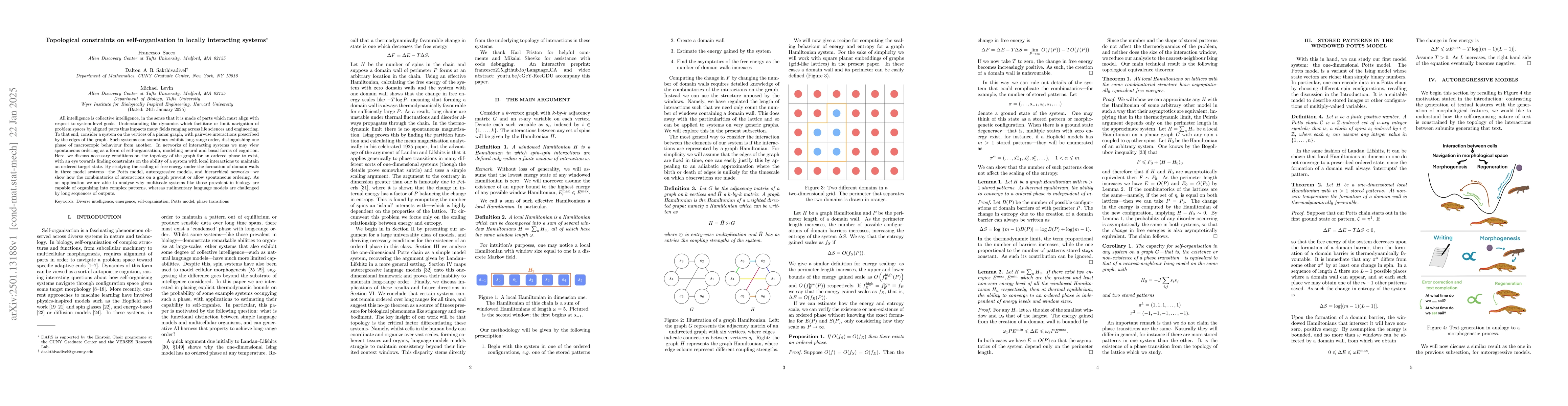 Thumbnail for Topological constraints on self-organisation in locally interacting
  systems