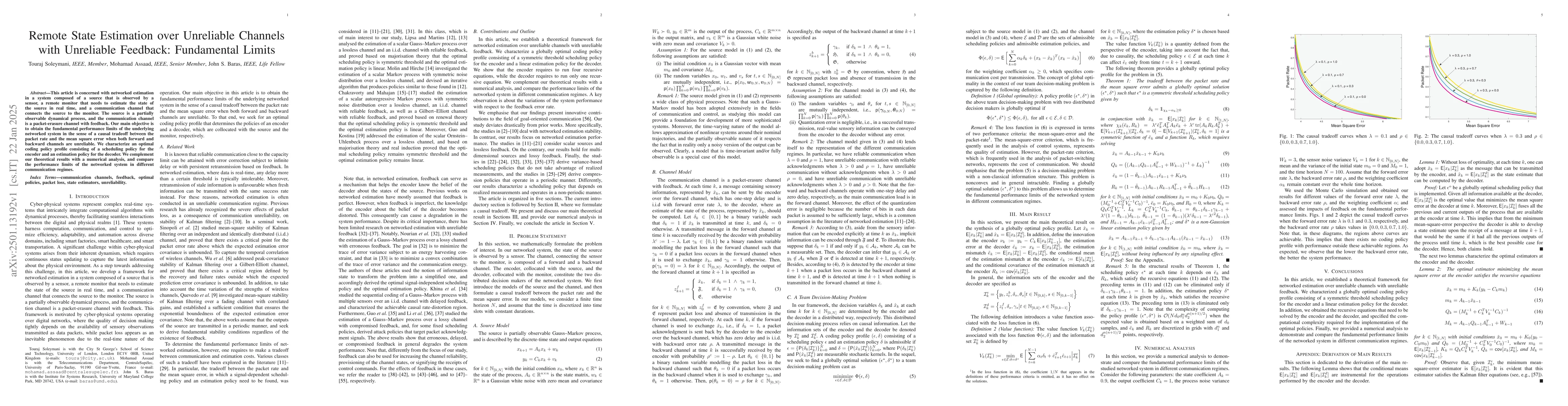 Thumbnail for Remote State Estimation over Unreliable Channels with Unreliable
  Feedback: Fundamental Limits