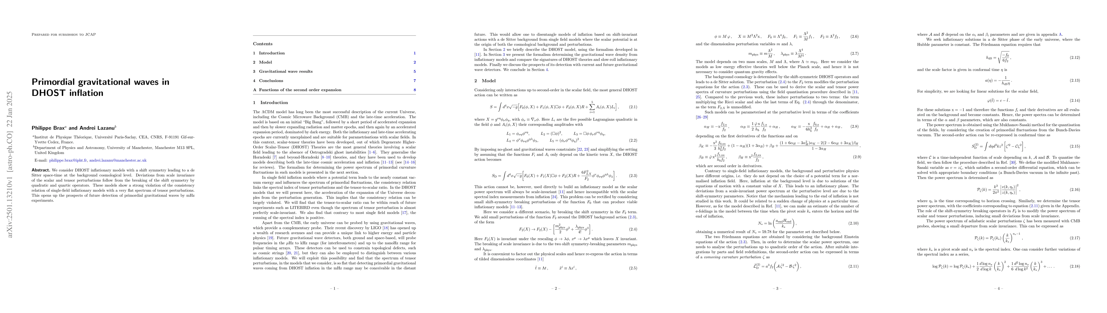 Thumbnail for Primordial gravitational waves in DHOST inflation
