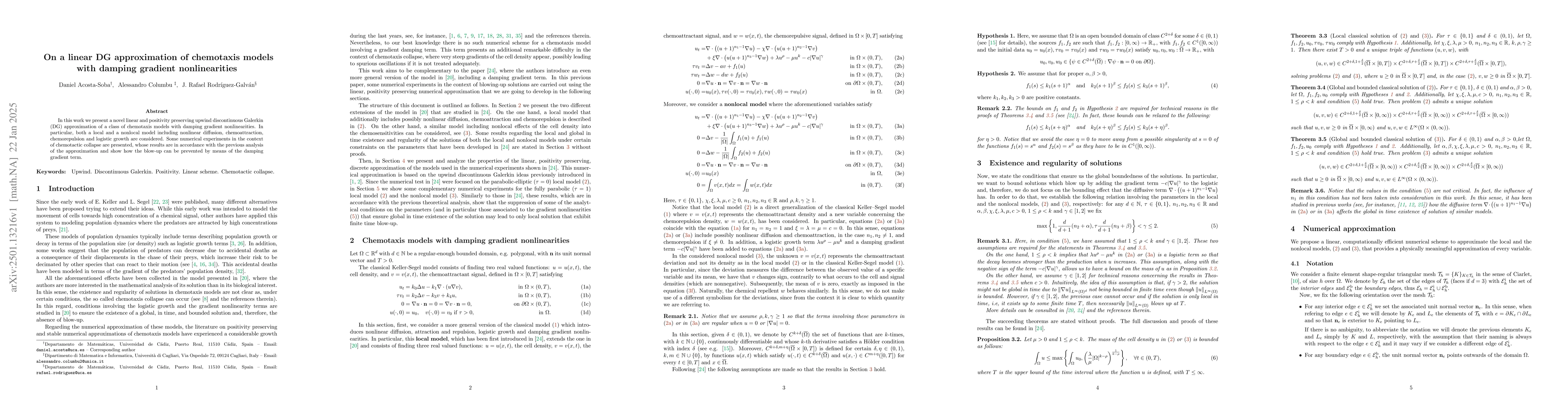 Thumbnail for On a linear DG approximation of chemotaxis models with damping gradient
  nonlinearities