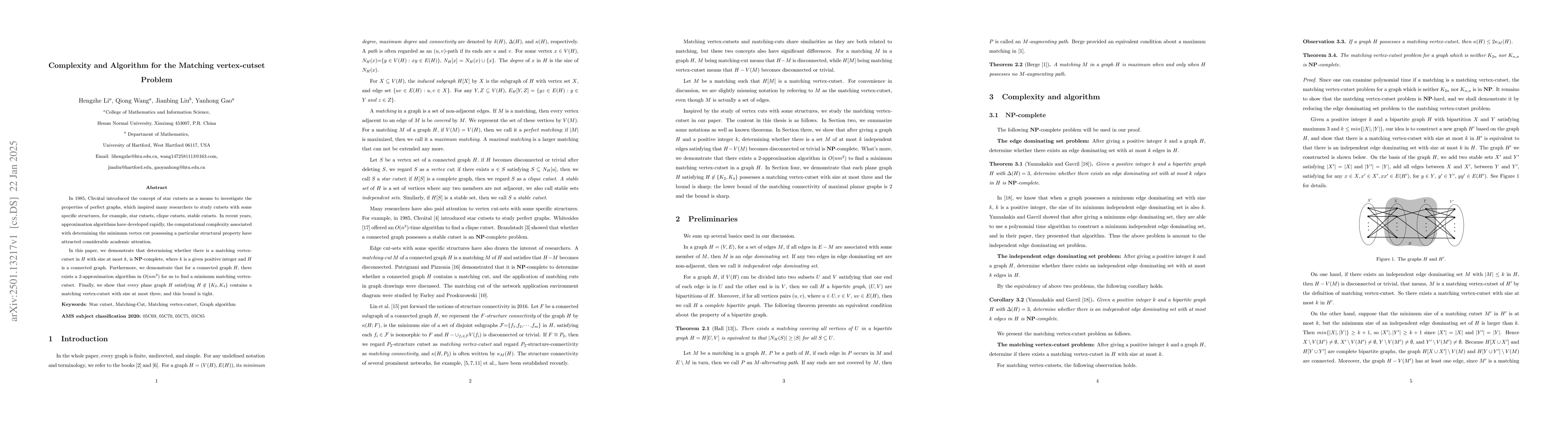 Thumbnail for Complexity and Algorithm for the Matching vertex-cutset Problem