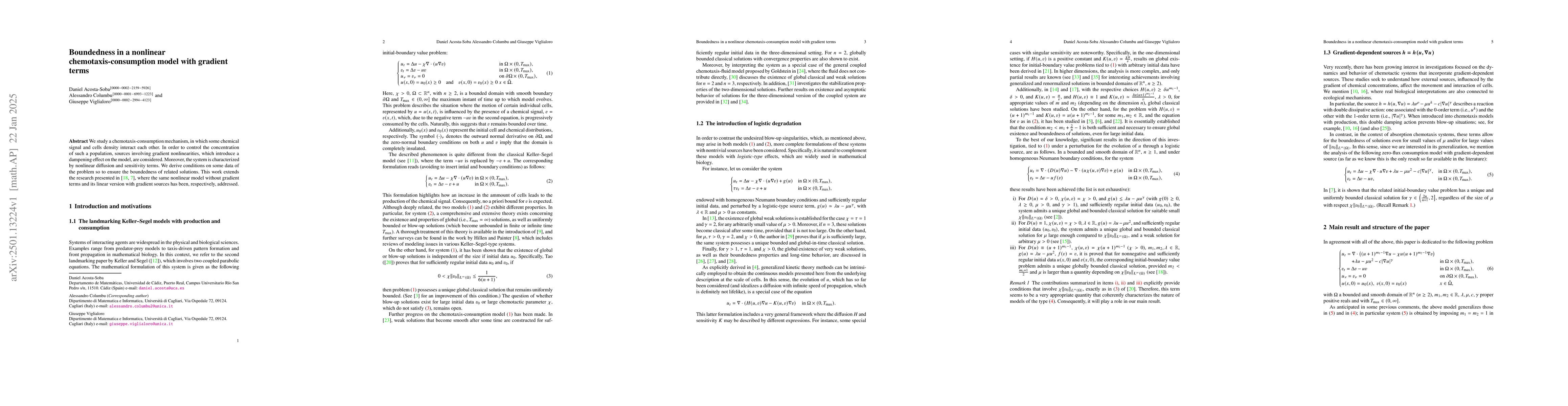 Thumbnail for Boundedness in a nonlinear chemotaxis-consumption model with gradient
  terms