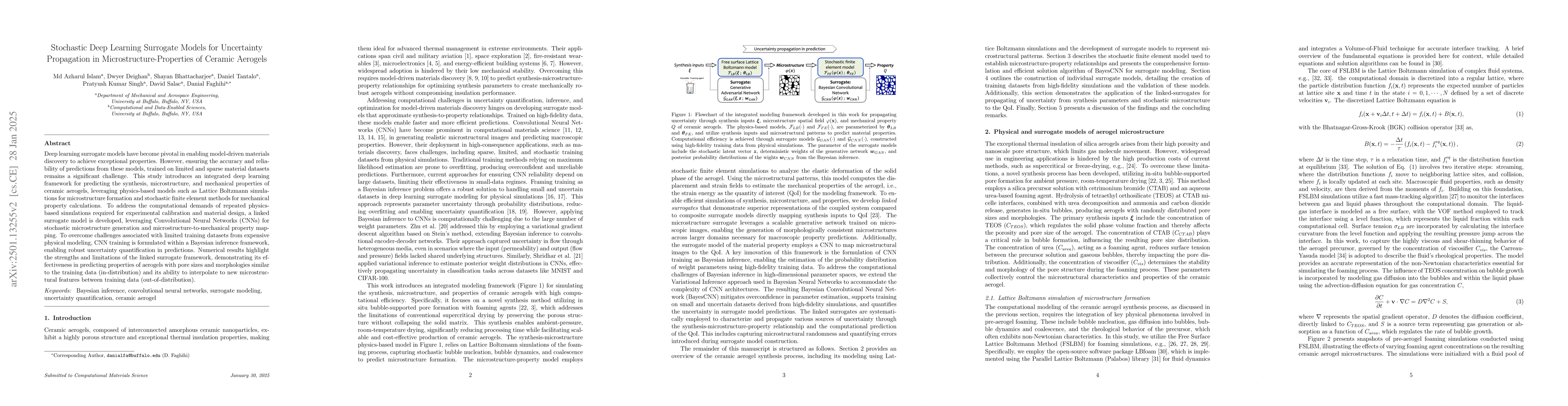Thumbnail for Stochastic Deep Learning Surrogate Models for Uncertainty Propagation in
  Microstructure-Properties of Ceramic Aerogels