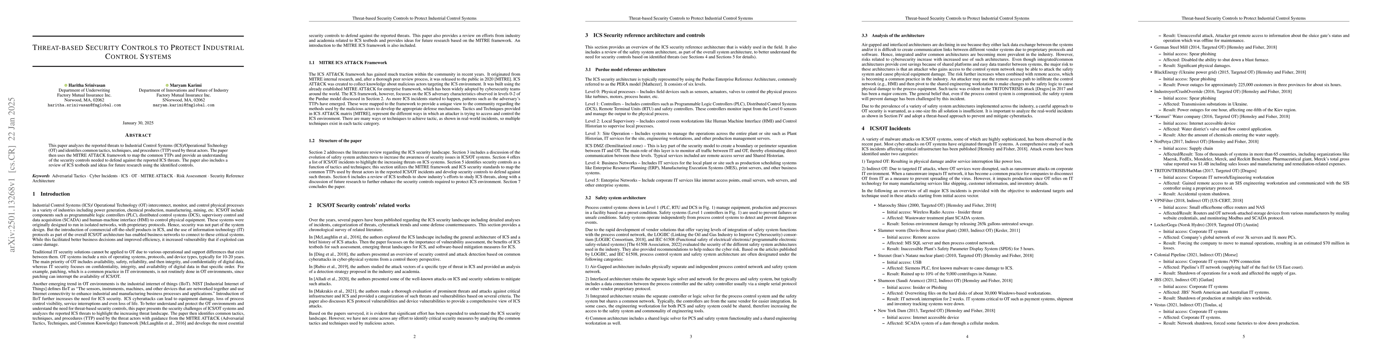 Thumbnail for Threat-based Security Controls to Protect Industrial Control Systems