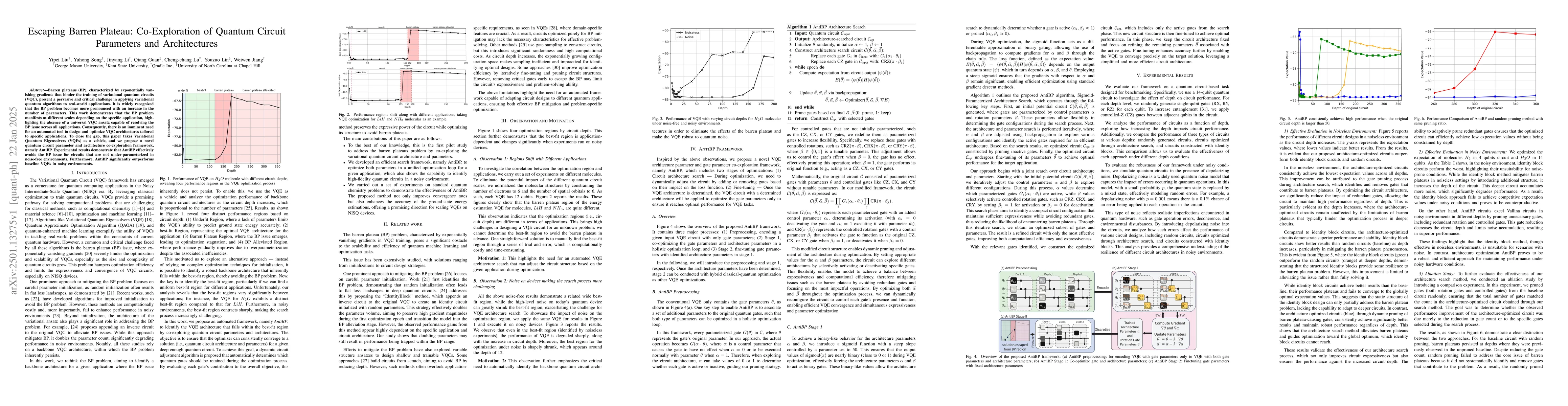 Thumbnail for Escaping Barren Plateau: Co-Exploration of Quantum Circuit Parameters
  and Architectures