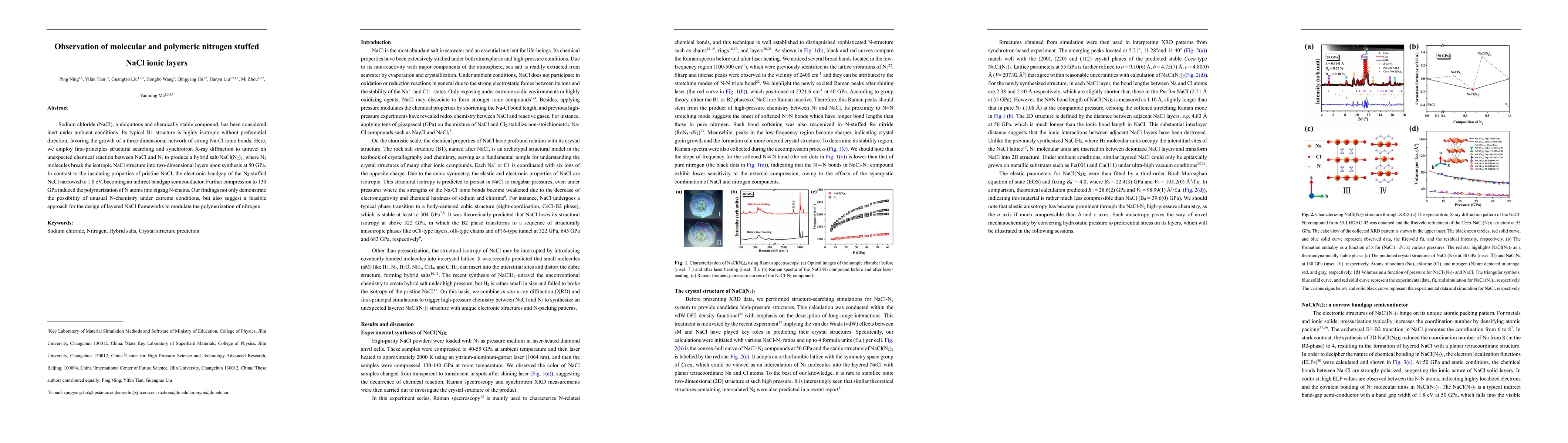 Thumbnail for Observation of molecular and polymeric nitrogen stuffed NaCl ionic
  layers