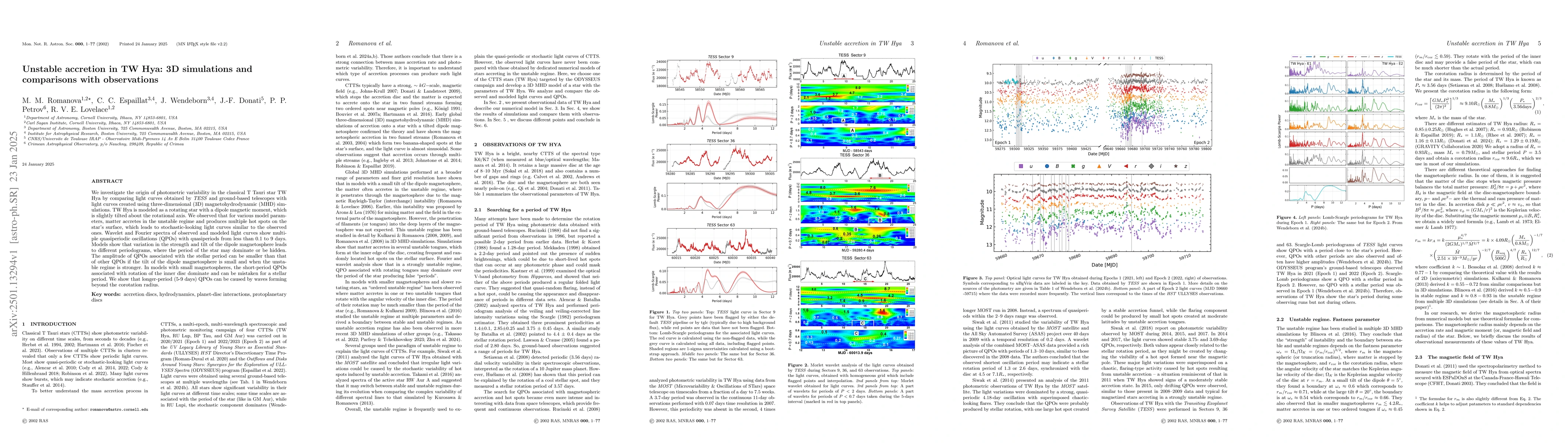 Thumbnail for Unstable accretion in TW Hya: 3D simulations and comparisons with
  observations