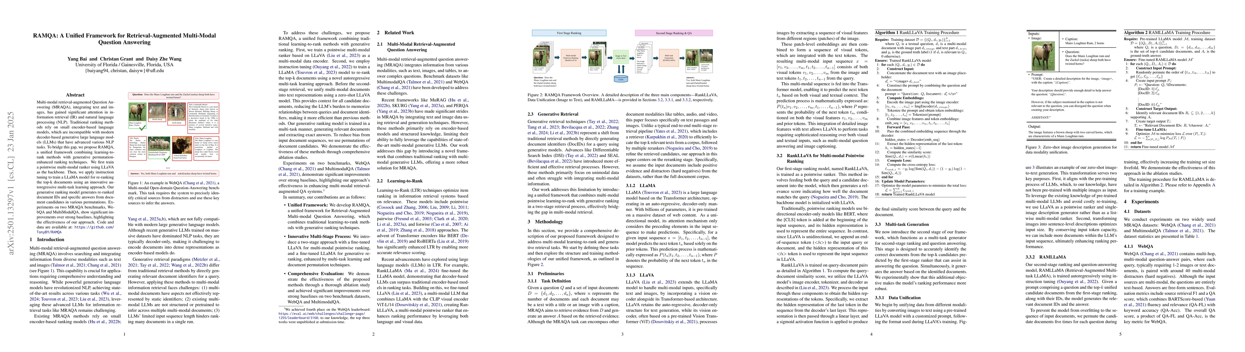 Thumbnail for RAMQA: A Unified Framework for Retrieval-Augmented Multi-Modal Question
  Answering