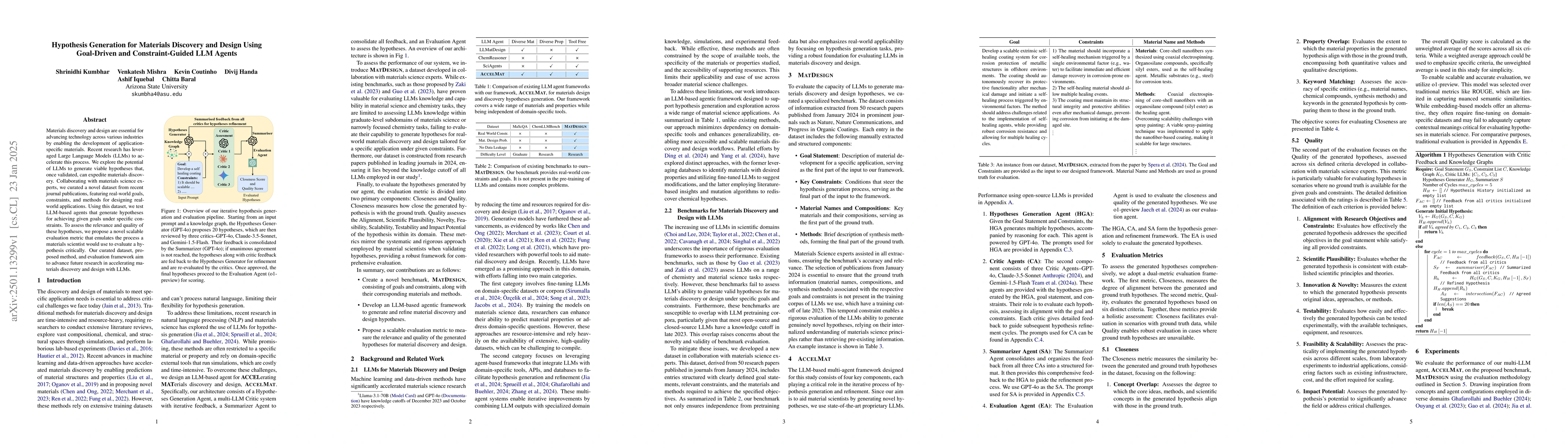 Thumbnail for Hypothesis Generation for Materials Discovery and Design Using
  Goal-Driven and Constraint-Guided LLM Agents