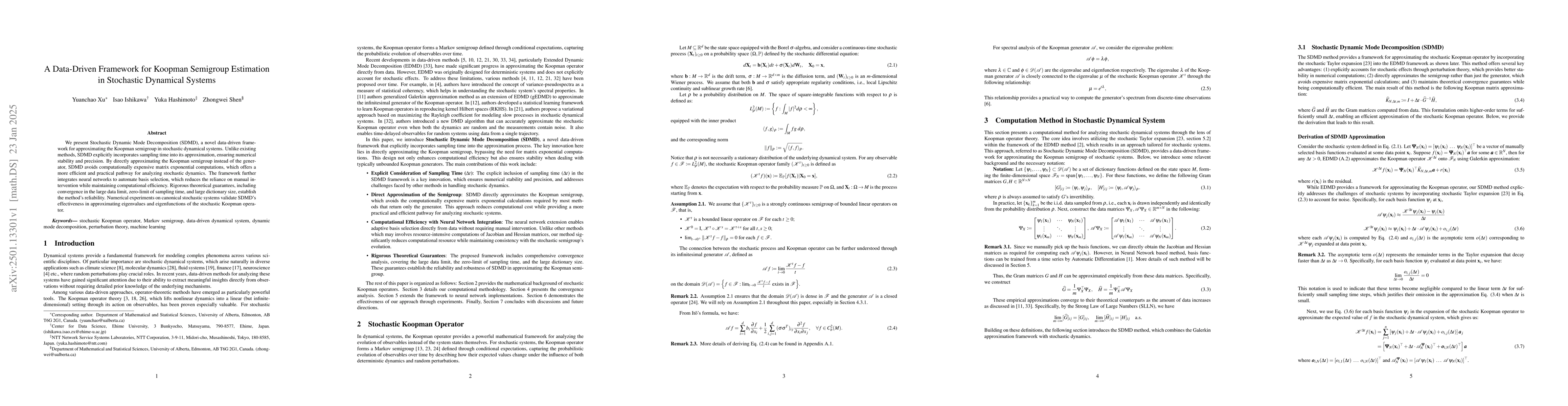 Thumbnail for A Data-Driven Framework for Koopman Semigroup Estimation in Stochastic
  Dynamical Systems