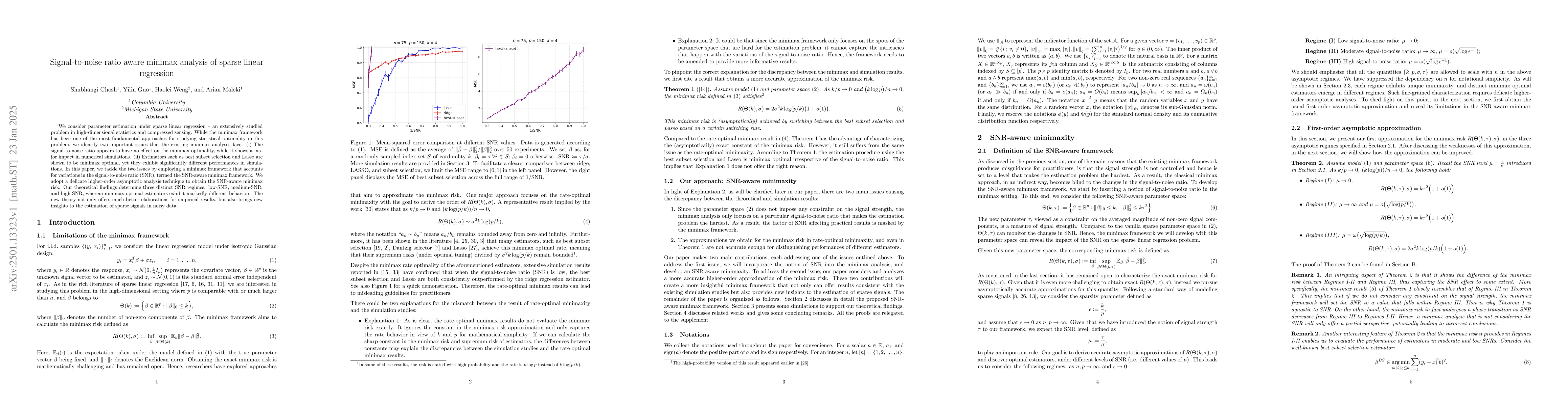 Thumbnail for Signal-to-noise ratio aware minimax analysis of sparse linear regression