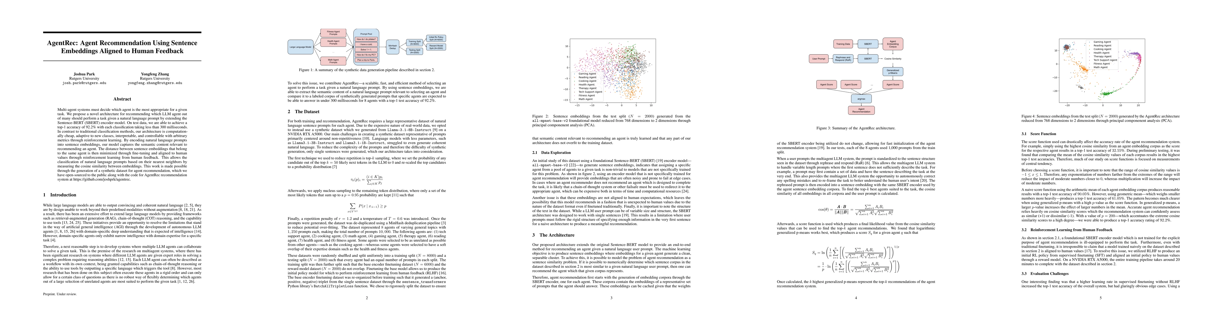Thumbnail for AgentRec: Agent Recommendation Using Sentence Embeddings Aligned to
  Human Feedback