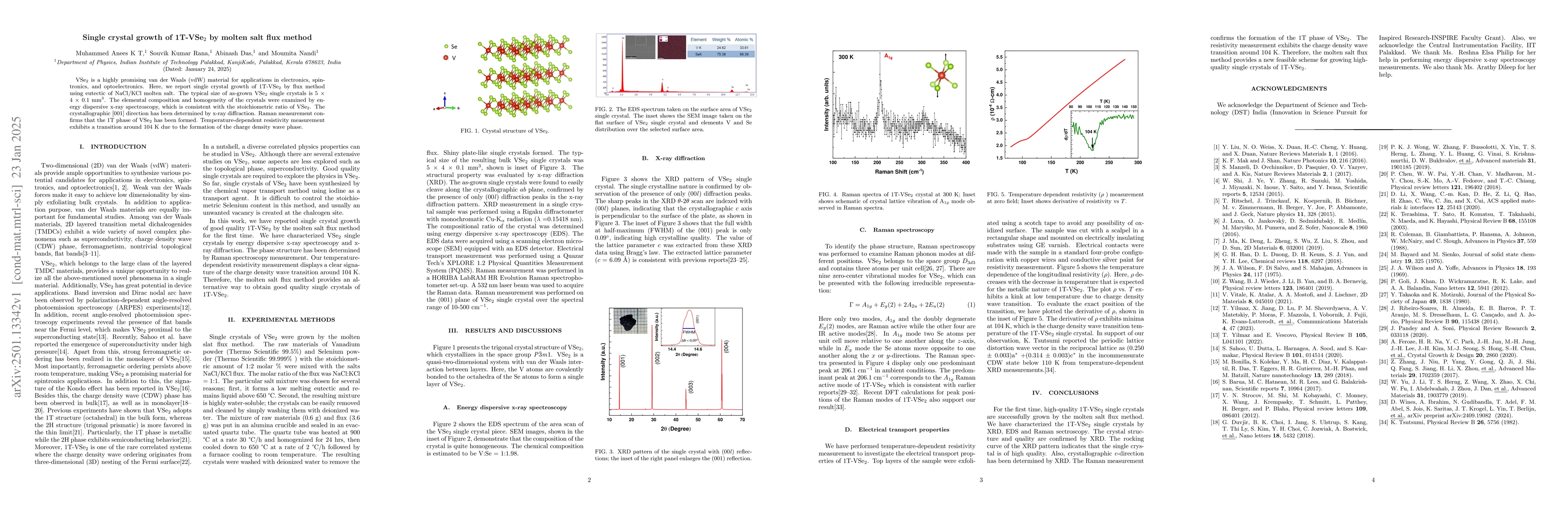 Thumbnail for Single crystal growth of 1T-VSe$_2$ by molten salt flux method