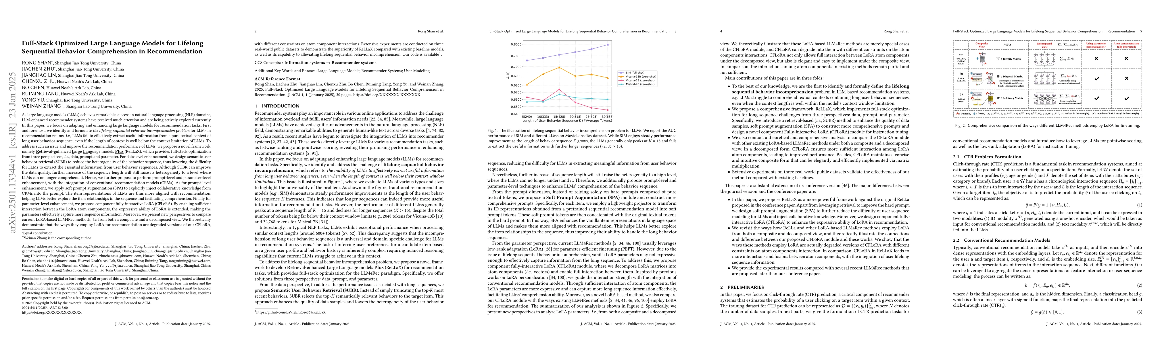 Thumbnail for Full-Stack Optimized Large Language Models for Lifelong Sequential
  Behavior Comprehension in Recommendation