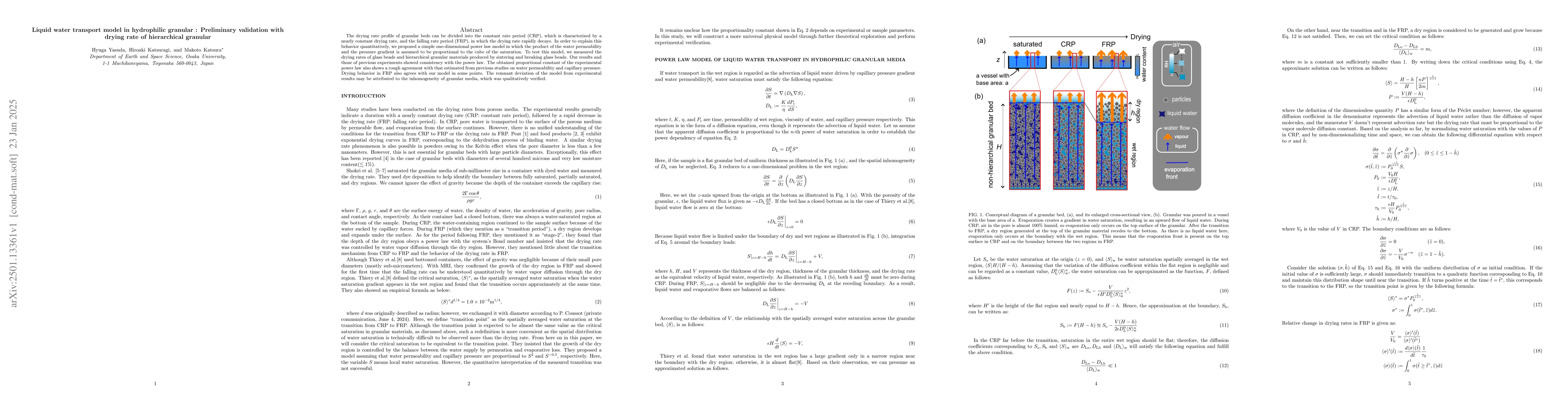 Thumbnail for Liquid water transport model in hydrophilic granular : Preliminary
  validation with drying rate of hierarchical granular