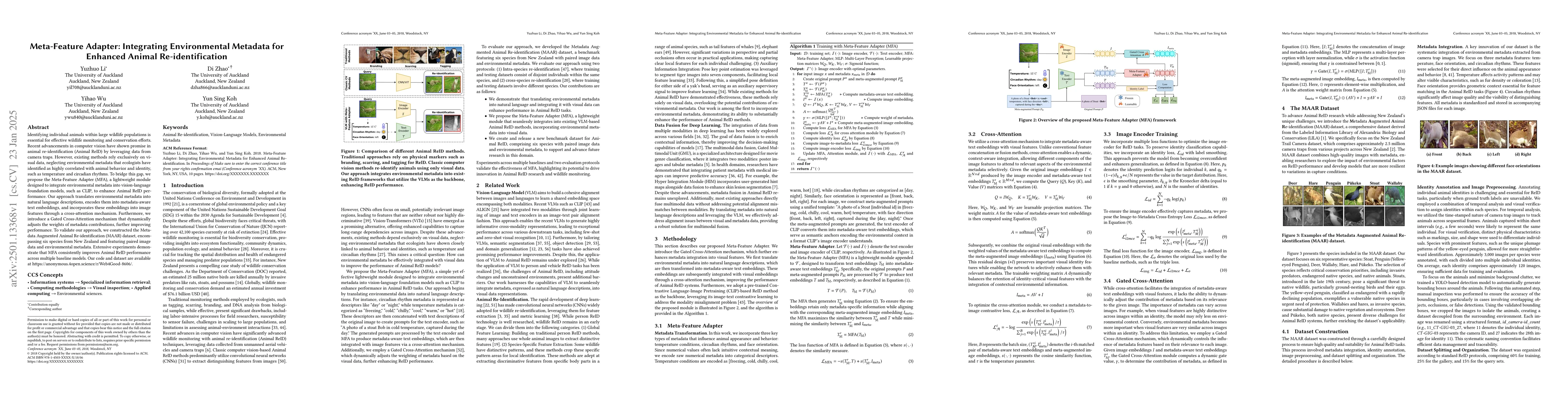 Thumbnail for Meta-Feature Adapter: Integrating Environmental Metadata for Enhanced
  Animal Re-identification
