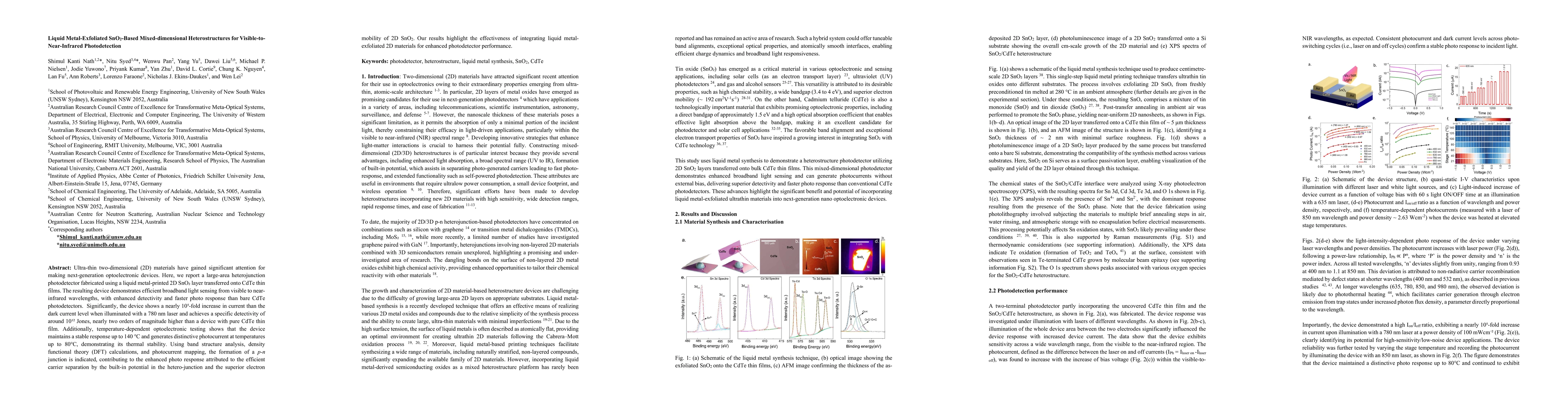 Thumbnail for Liquid Metal-Exfoliated SnO$_2$-Based Mixed-dimensional Heterostructures
  for Visible-to-Near-Infrared Photodetection