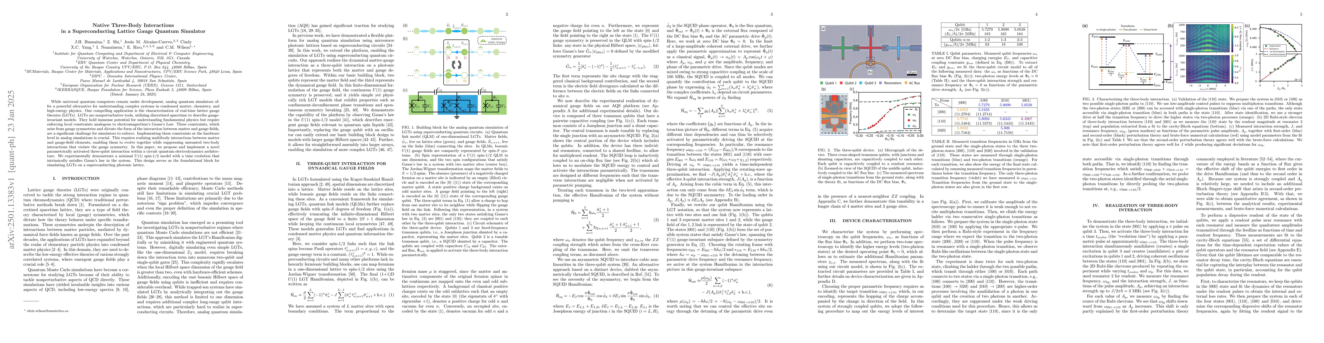 Thumbnail for Native Three-Body Interactions in a Superconducting Lattice Gauge
  Quantum Simulator