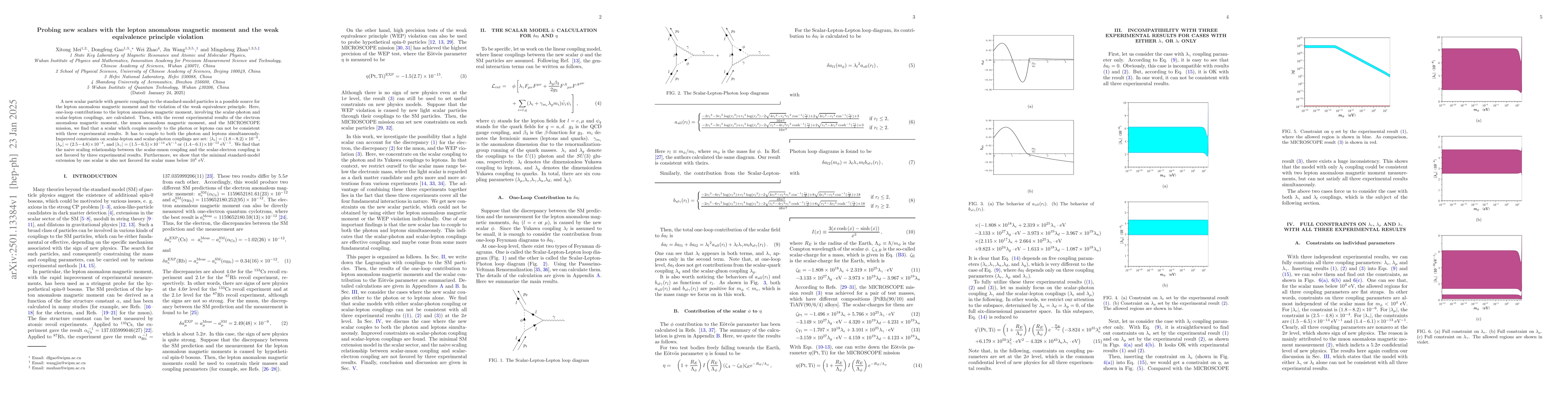 Thumbnail for Probing new scalars with the lepton anomalous magnetic moment and the
  weak equivalence principle violation