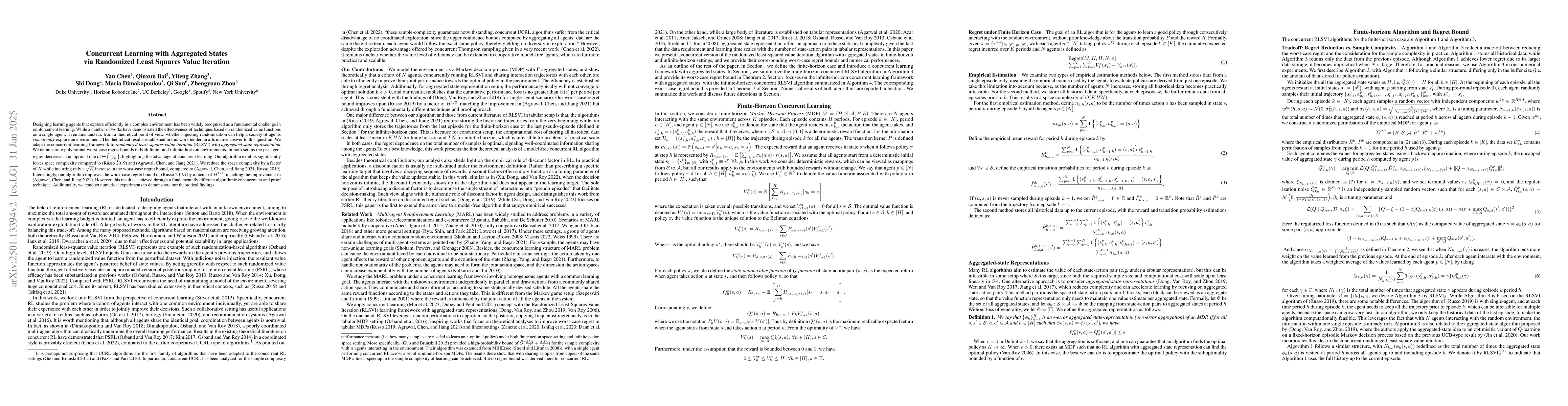 Thumbnail for Concurrent Learning with Aggregated States via Randomized Least Squares
  Value Iteration